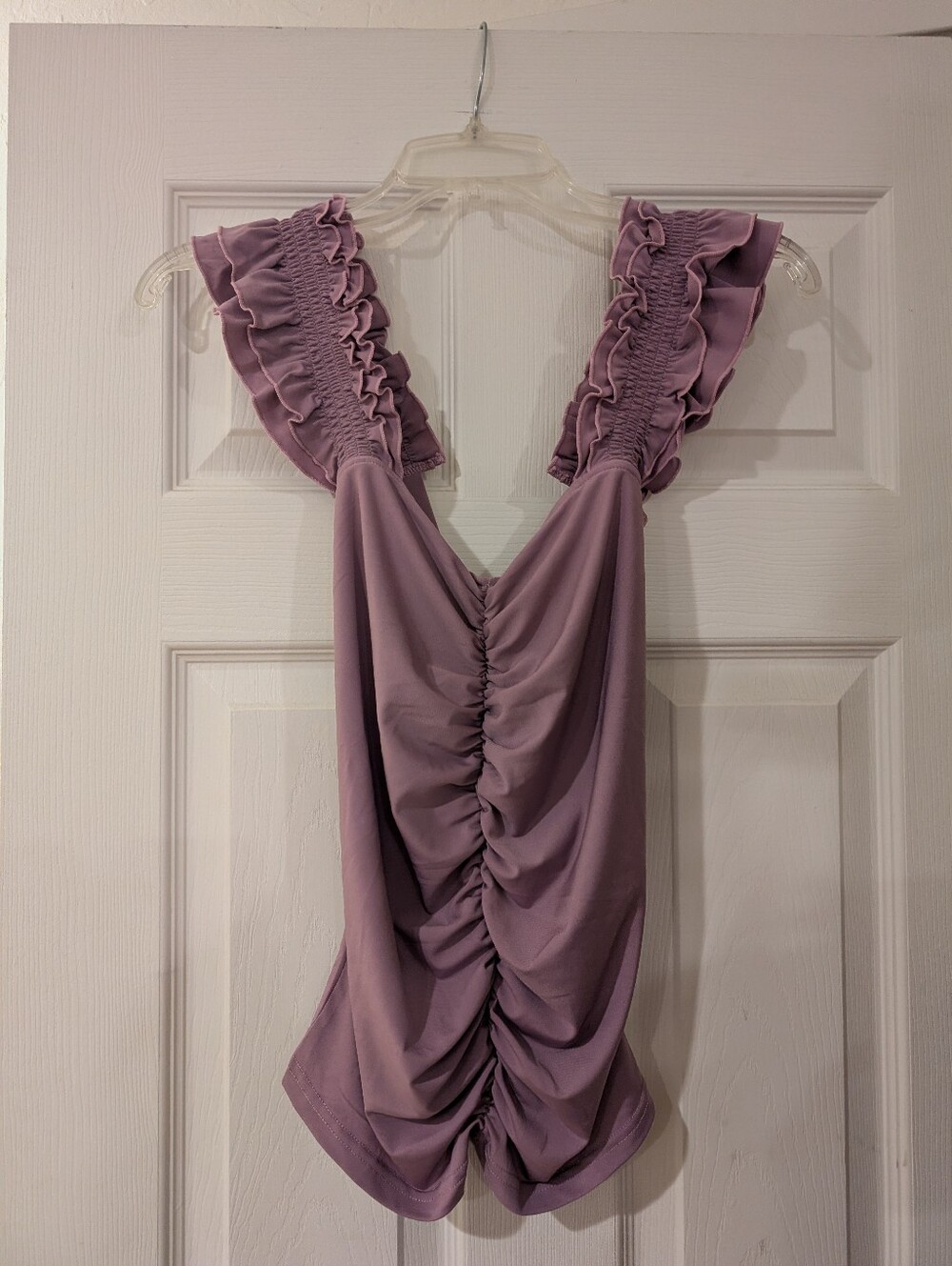 Venus Ruffled Sleeveless Lavender Blouse